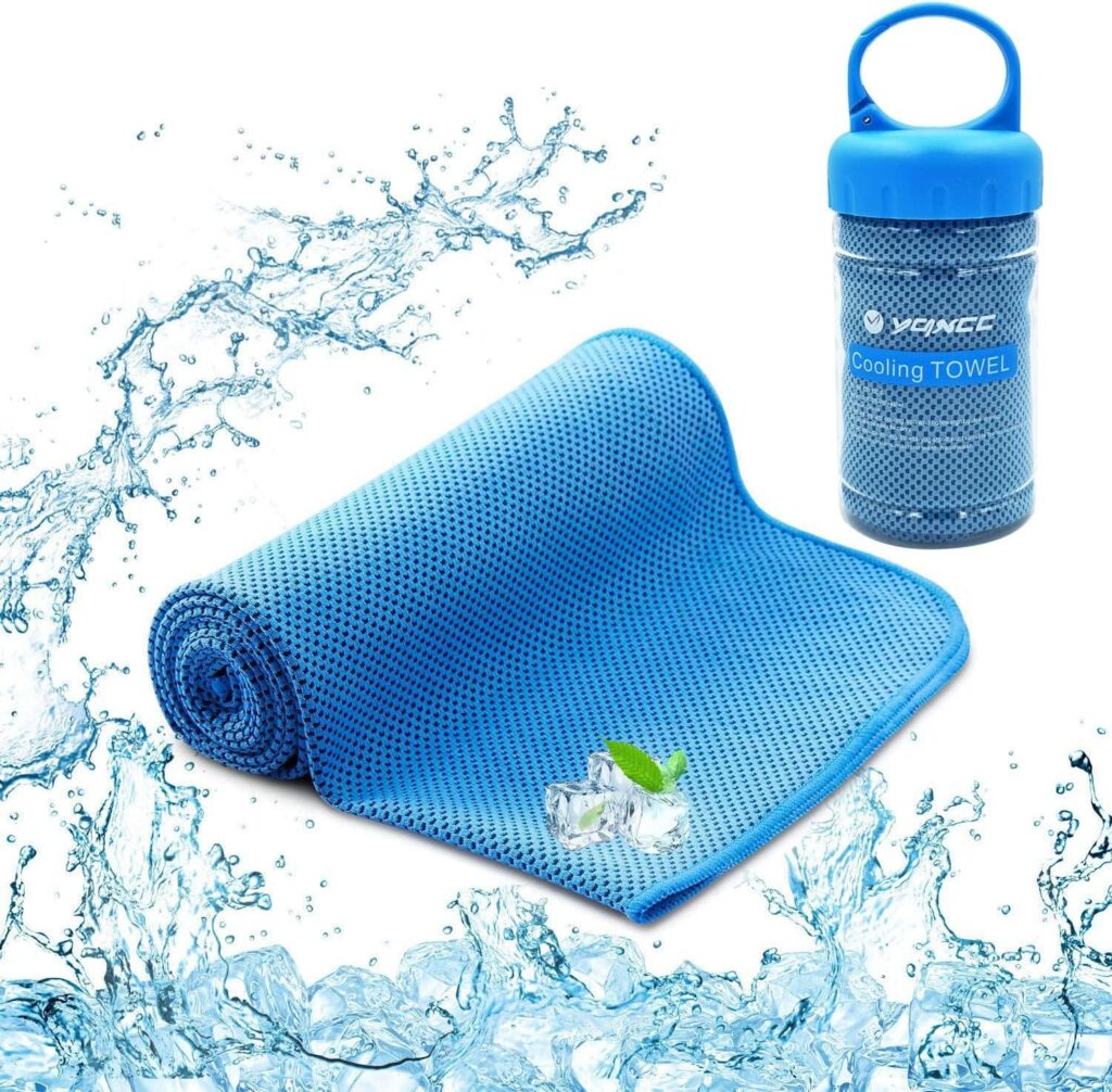 "Πετσέτα ψύξης microfiber 120x30 cm για άνδρες και γυναίκες. Ιδανική για γυμναστήριο, γιόγκα, ταξίδια, κάμπινγκ, γκολφ και υπαίθρια αθλήματα."