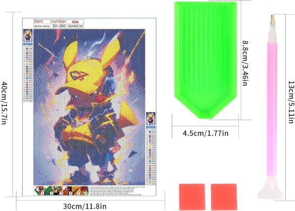 Κιτ Ζωγραφικής DIY Diamond Painting Pikachu 5D 30x40 cm - Image 4