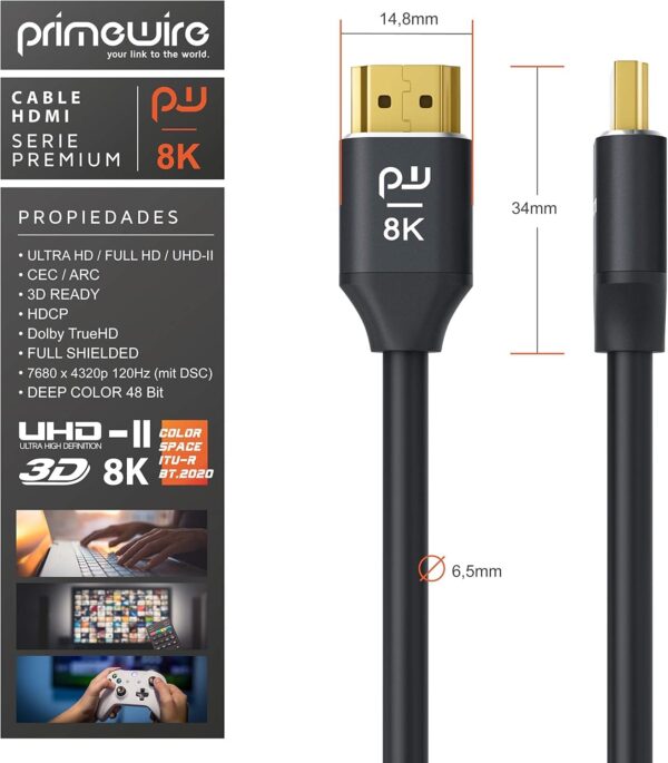 Καλώδιο HDMI 2.1 8K 2m – Υψηλής Ταχύτητας 60Hz – Μαύρο - Image 6