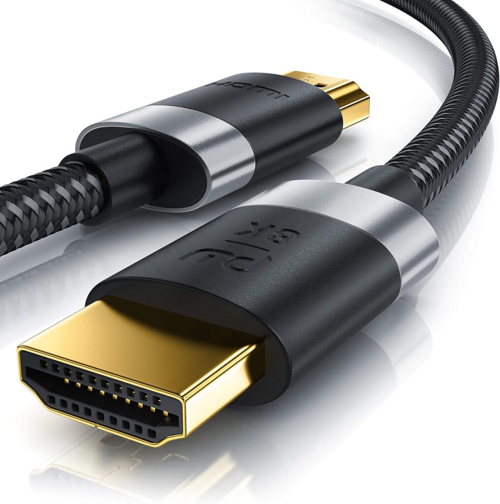Καλώδιο HDMI 2.1 braided μήκους 0,5μ για ανάλυση 8K. Υψηλής ταχύτητας σύνδεση HDMI male σε HDMI male, ιδανικό για PC, TV και κονσόλες παιχνιδιών.