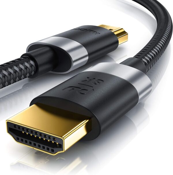 Καλώδιο HDMI 2.1 braided μήκους 0,5μ για ανάλυση 8K. Υψηλής ταχύτητας σύνδεση HDMI male σε HDMI male, ιδανικό για PC, TV και κονσόλες παιχνιδιών.