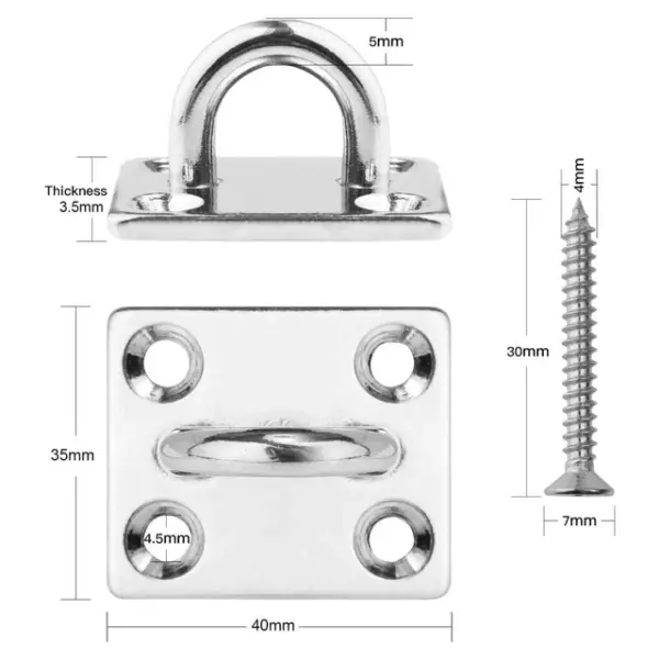 Γάντζοι Οροφής με Πλάκα Στήριξης Inox - 4 x 3,5 cm M6 Έως 40kg - Image 5