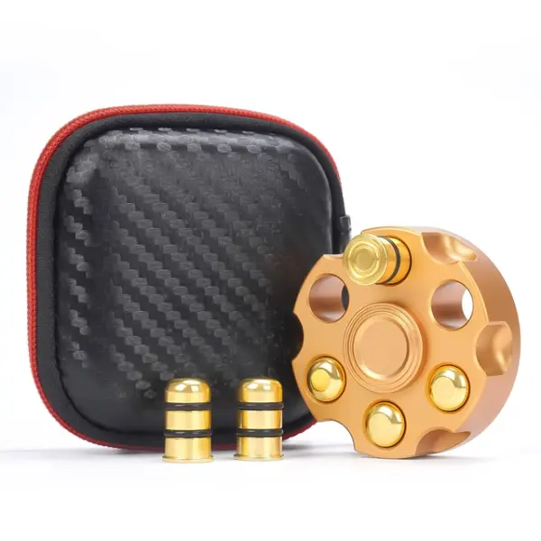 Μεταλλικό fidget spinner σε σχέδιο γεμιστήρα όπλου με σφαίρες – αντιστρές παιχνίδι χεριού υψηλής ποιότητας με θήκη.