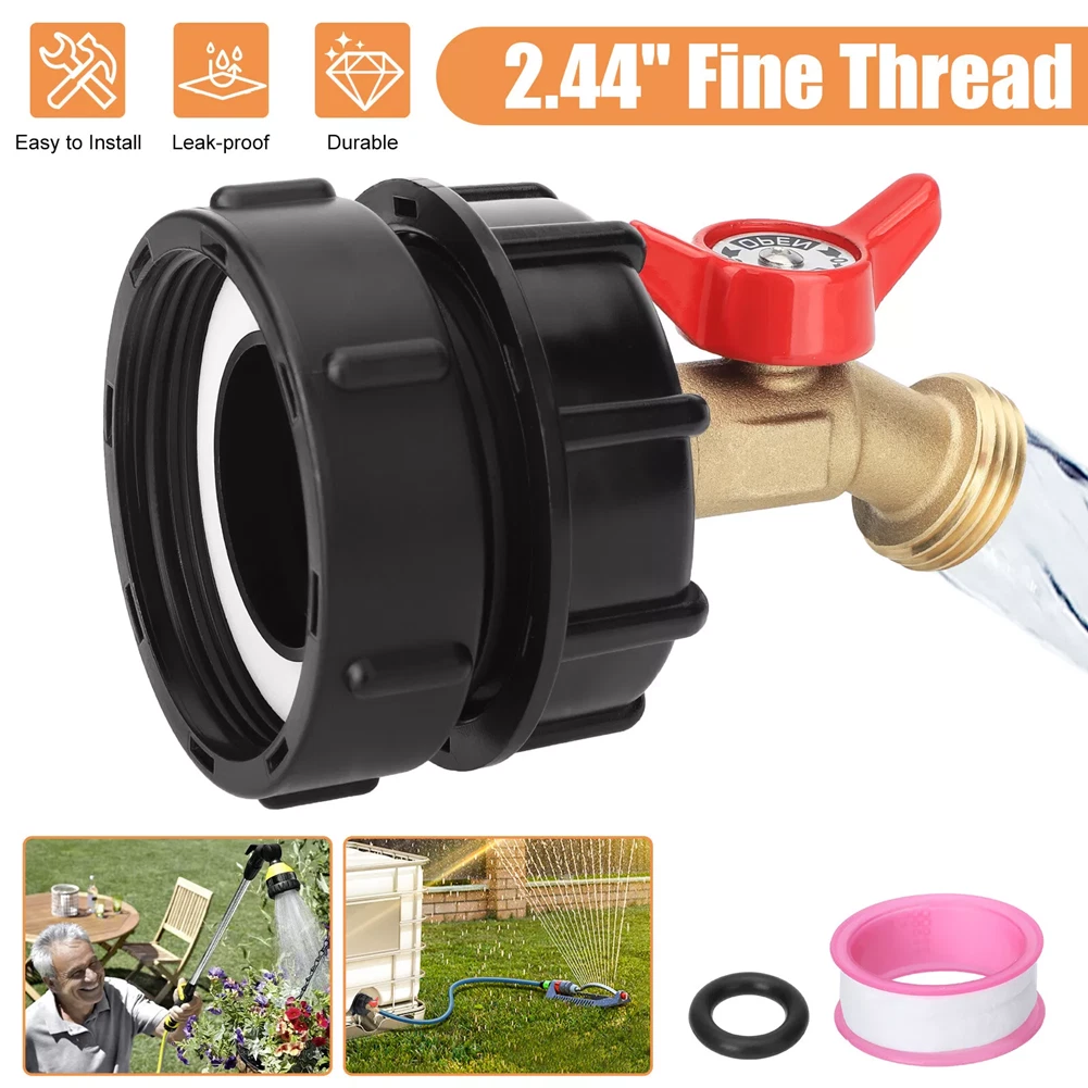 IBC tote adapter με coarse thread προς ½″ και μπρούτζινη βαλβίδα — ιδανικό για ασφαλή και αποτελεσματική διαχείριση υγρών από IBC containers.