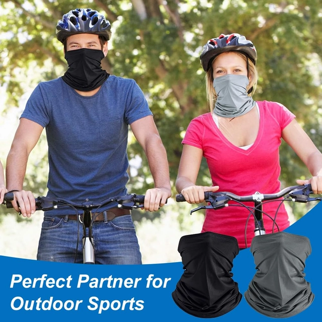 Πολυλειτουργική Αντιανεμική Γκέτα Λαιμού χωρίς Ραφές με Προστασία UV – Σετ 2 Τεμ. Μαύρο & Γκρι - Image 4