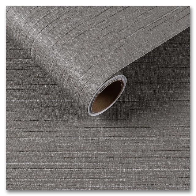 Αυτοκόλλητη μεμβράνη επίπλων γκρι λινάτσας 30×900 cm, ιδανική για κουζίνα και ανανέωση τοίχων.