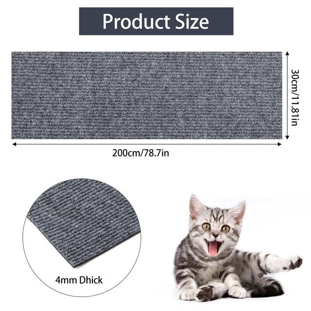 Αυτοκόλλητο Χαλάκι Ξυσίματος για Γάτες 30×200 cm – Προστατευτική Επιφάνεια Επίπλων & Τοίχων από Ξύσιμο - Image 2