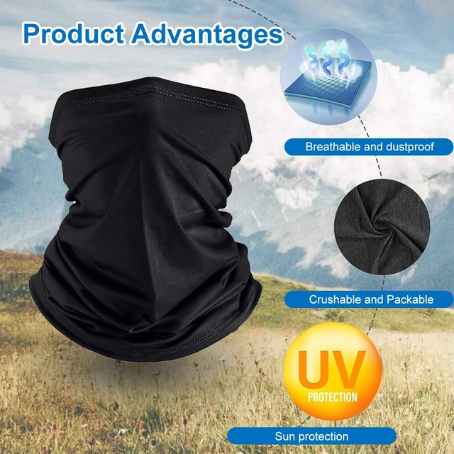 Πολυλειτουργική Αντιανεμική Γκέτα Λαιμού χωρίς Ραφές με Προστασία UV – Σετ 2 Τεμ. Μαύρο & Γκρι - Image 2