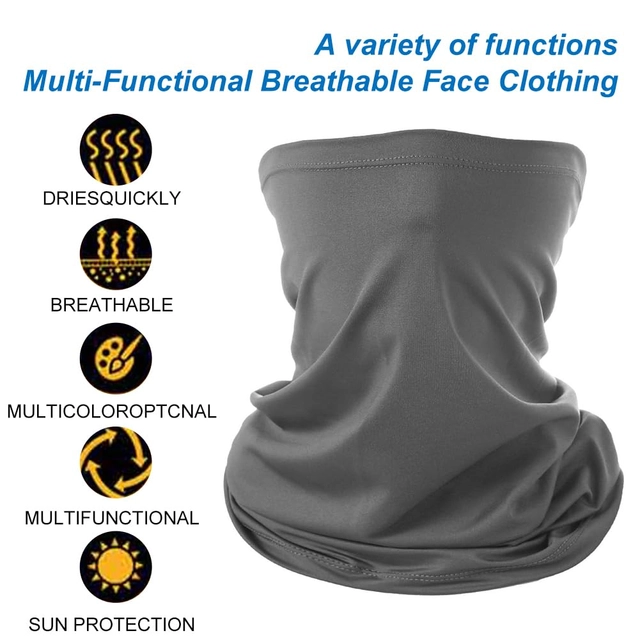 Πολυλειτουργική Αντιανεμική Γκέτα Λαιμού χωρίς Ραφές με Προστασία UV – Σετ 2 Τεμ. Μαύρο & Γκρι - Image 3