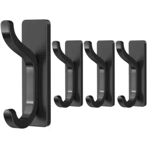 Σετ 4 Μεταλλικά Αυτοκόλλητα Γαντζάκια Τοίχου Μαύρα – Αντοχή 6kg